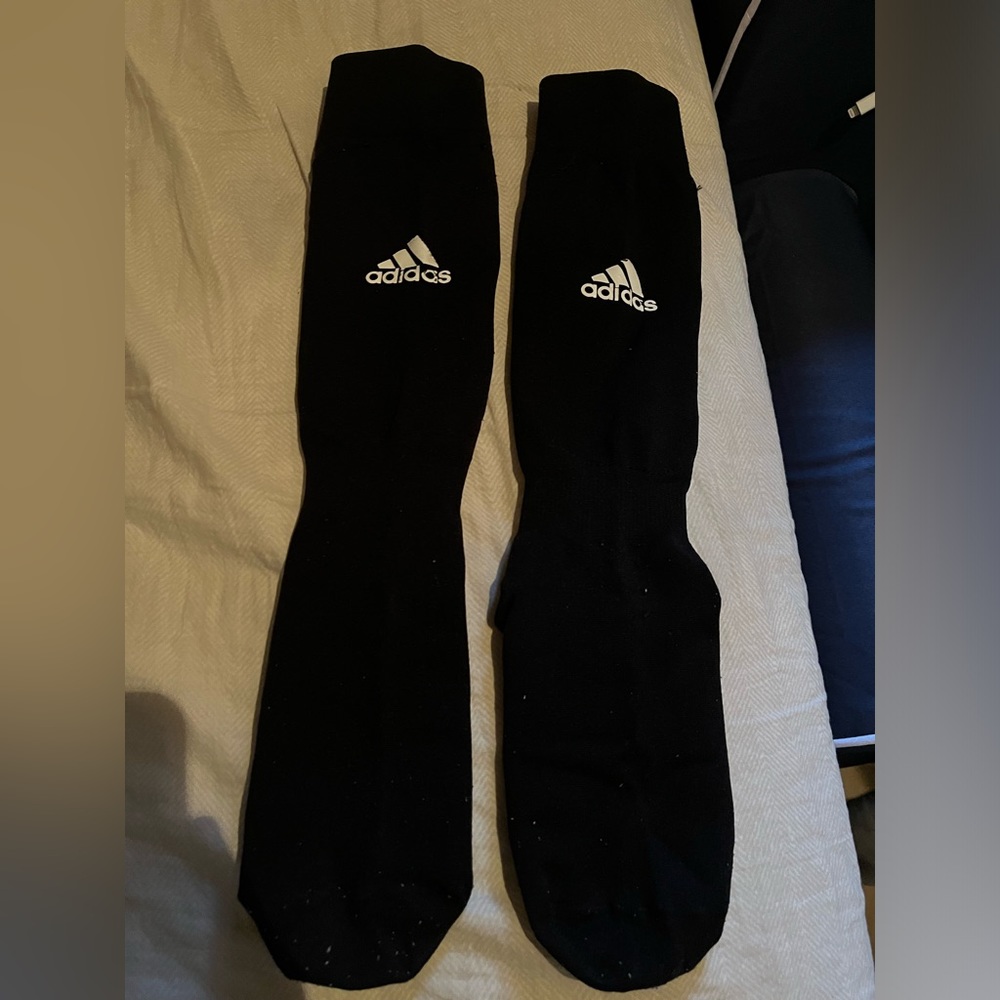 Adidas youth soccer socks (slip inside for shin guards) *comes with shin guards*